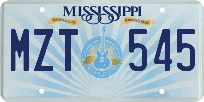 MS license plate MZT545