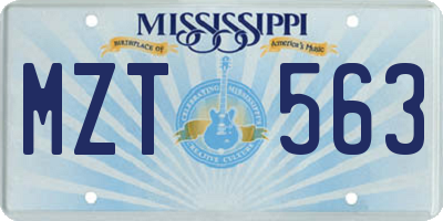 MS license plate MZT563