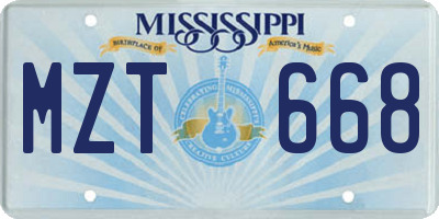 MS license plate MZT668