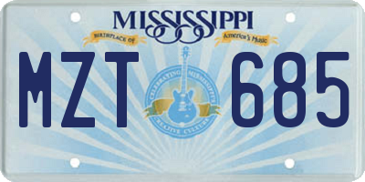 MS license plate MZT685