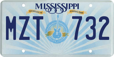 MS license plate MZT732