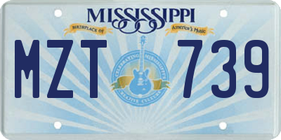 MS license plate MZT739