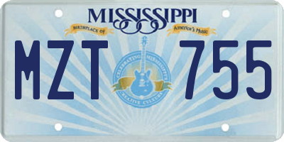 MS license plate MZT755