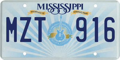 MS license plate MZT916