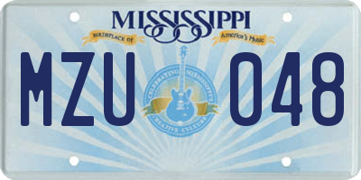MS license plate MZU048