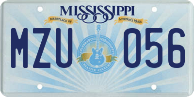 MS license plate MZU056