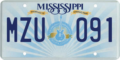 MS license plate MZU091