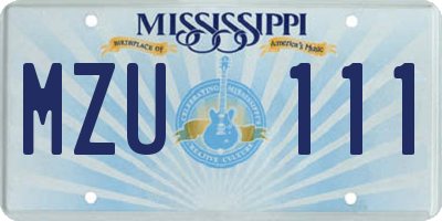 MS license plate MZU111