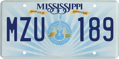 MS license plate MZU189