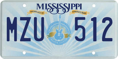 MS license plate MZU512