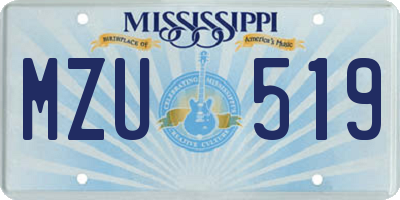 MS license plate MZU519