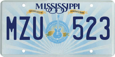 MS license plate MZU523