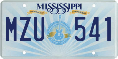 MS license plate MZU541