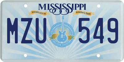 MS license plate MZU549