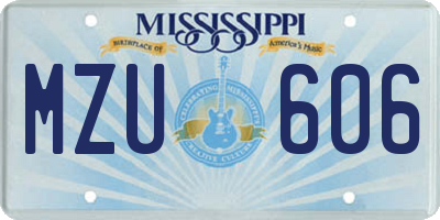 MS license plate MZU606