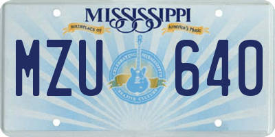 MS license plate MZU640