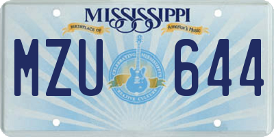 MS license plate MZU644
