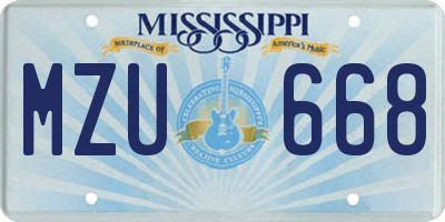 MS license plate MZU668