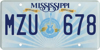 MS license plate MZU678