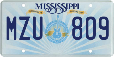 MS license plate MZU809