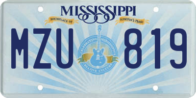 MS license plate MZU819
