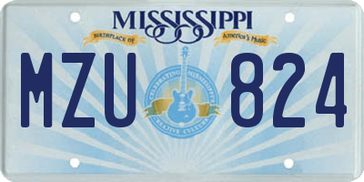 MS license plate MZU824