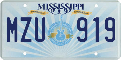 MS license plate MZU919