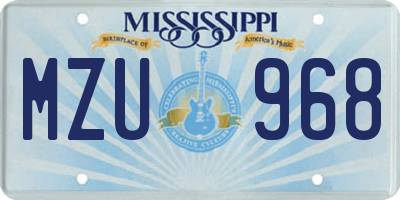 MS license plate MZU968