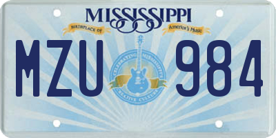 MS license plate MZU984