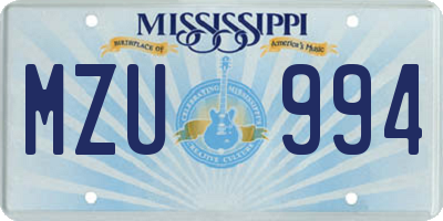 MS license plate MZU994