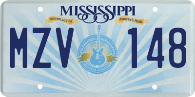 MS license plate MZV148