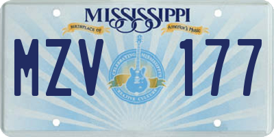 MS license plate MZV177