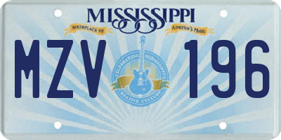 MS license plate MZV196