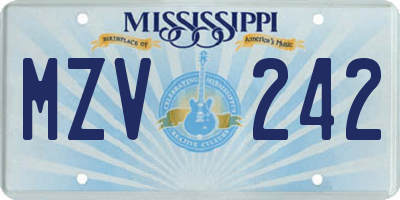 MS license plate MZV242