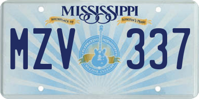 MS license plate MZV337