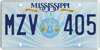 MS license plate MZV405