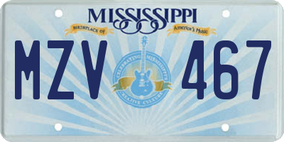 MS license plate MZV467