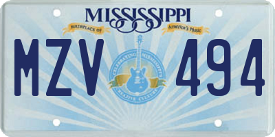 MS license plate MZV494