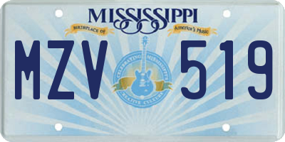 MS license plate MZV519