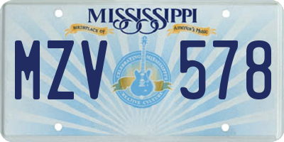 MS license plate MZV578