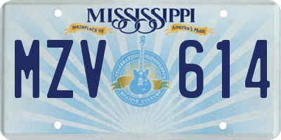 MS license plate MZV614