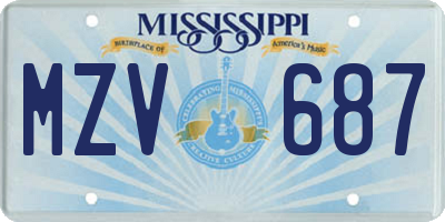 MS license plate MZV687