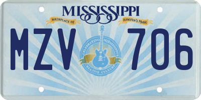 MS license plate MZV706