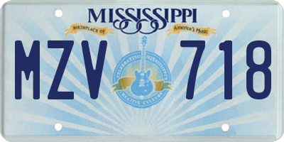 MS license plate MZV718