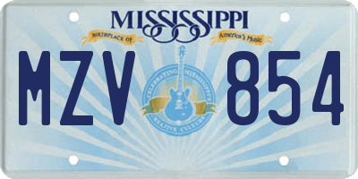 MS license plate MZV854