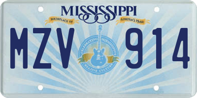 MS license plate MZV914