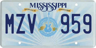 MS license plate MZV959