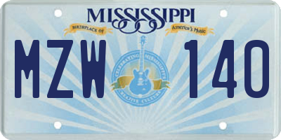 MS license plate MZW140