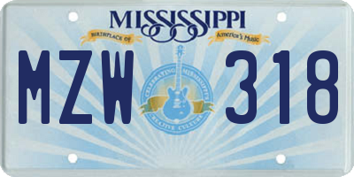 MS license plate MZW318