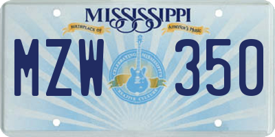 MS license plate MZW350
